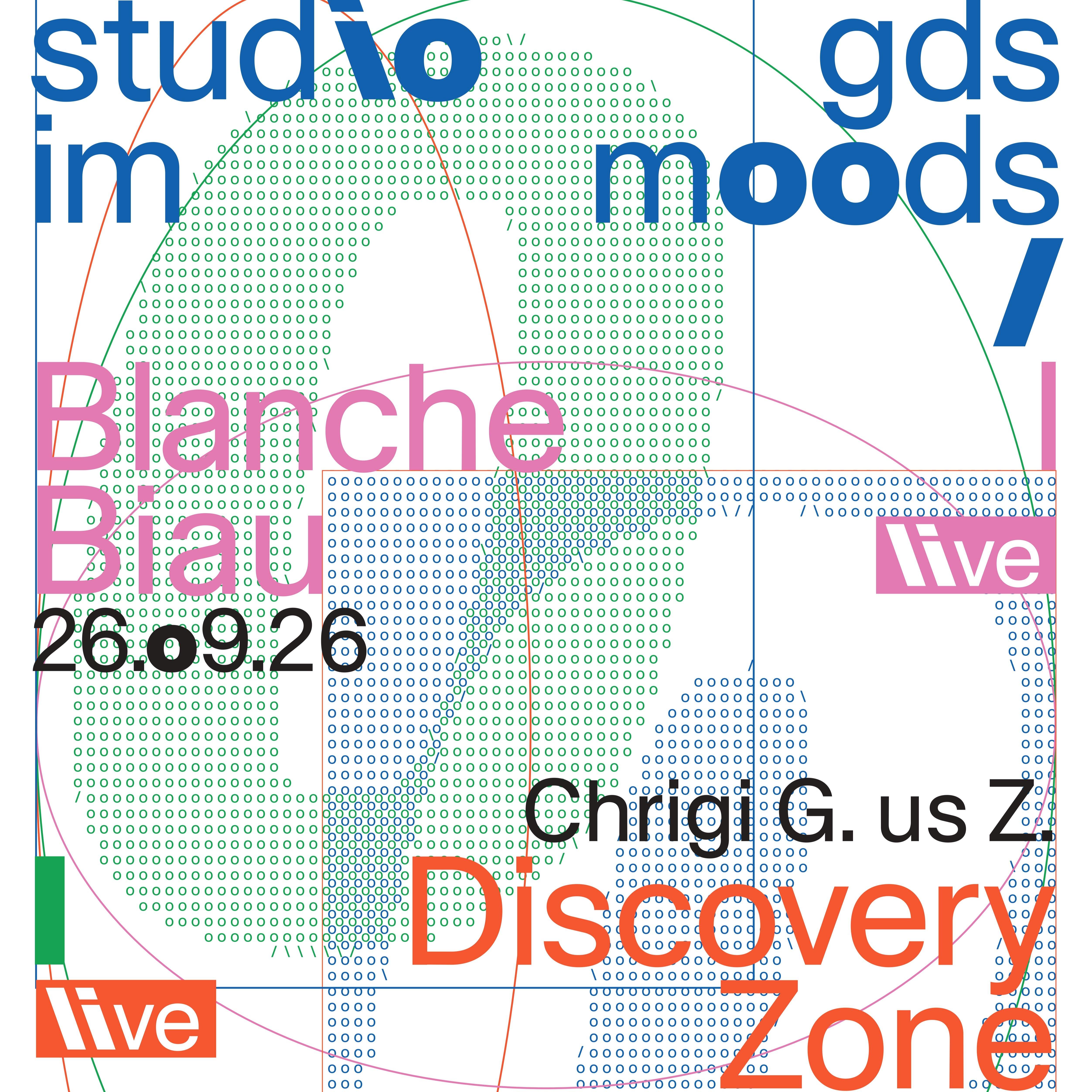 Studio GDS im Moods mit Discovery Zone, Blanche Biau und Chrigi G. us Z.